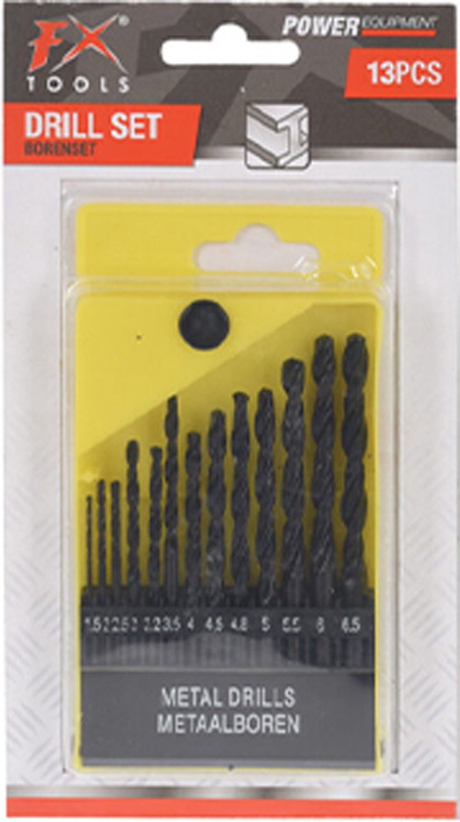 FX Tools Borenset - 13-delig - metaal - 1.5 tot 6.5 mm - inclusief houder