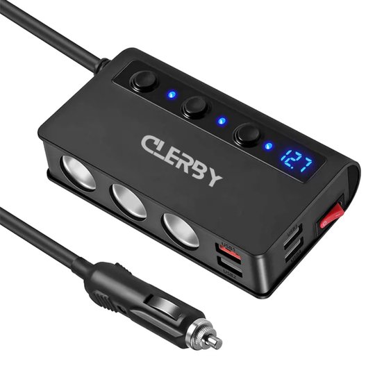 Foto: Clerby auto sigarettenaansteker splitter 12v usb 3 0 autolader adapter auto oplader met 7 ingangen omvormer auto 4 usb poorten autolader autostekker zwart