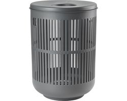 Zone Denmark Ume Wasmand met Deksel - 60 liter - Grijs - Kunststof - Ronde Wasmand met Hengsel - Wasbox of Opbergmand