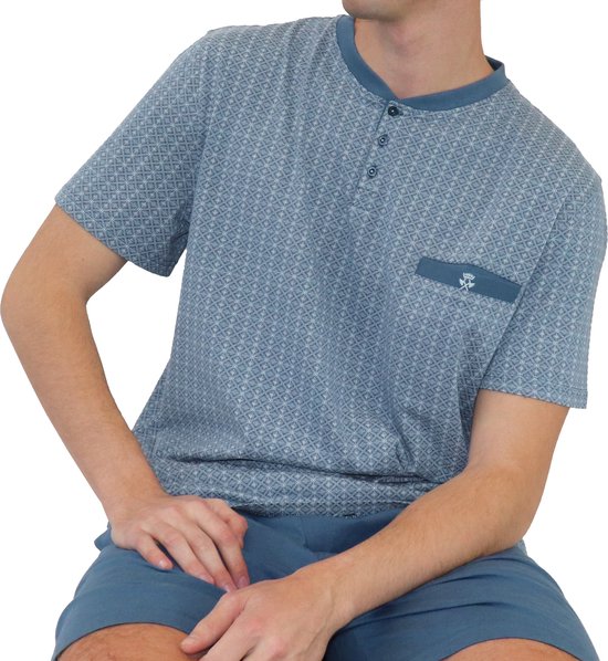 Paul Hopkins Pyjama short pour homme - Motif imprimé - Blauw Petrol - Taille M