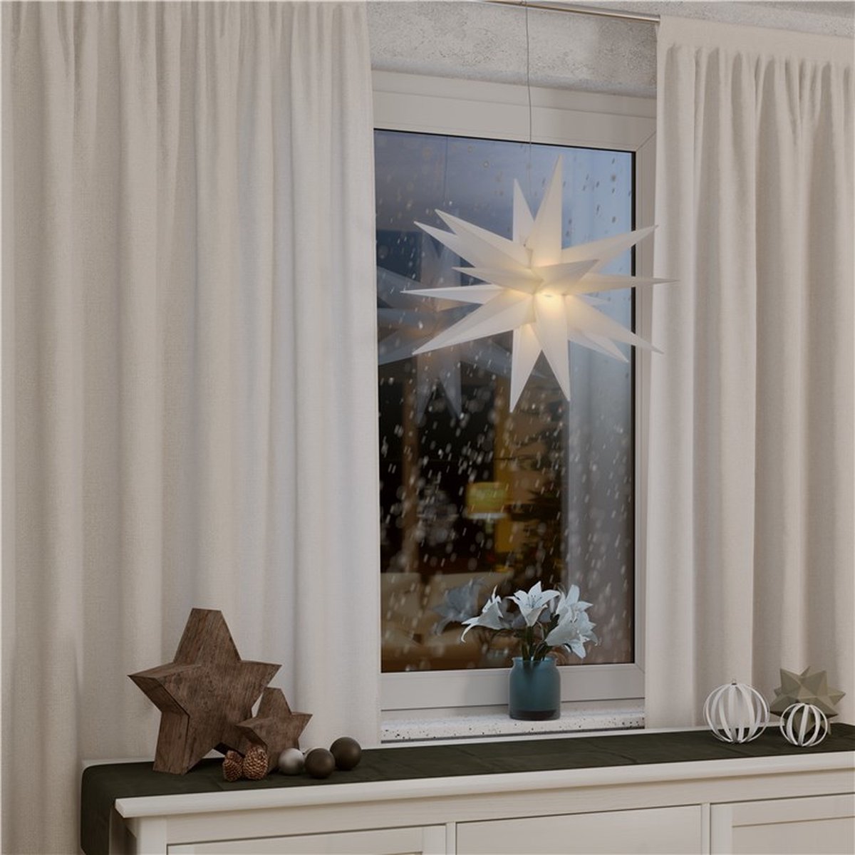 Decoratie-ster XXL buiten, 18-punten, 80 cm geel