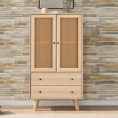 Bol.com Gutent Opbergkast Eiken kleur Rotan stijl Rustiek klassieke stijl Dressoir met deuren en laden dressoir met grote opberg... aanbieding