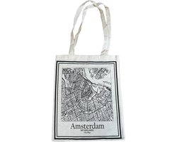Canvas tas - Amsterdam City map - katoenen tas - schoudertas dames - tassen dames - schoudertassen