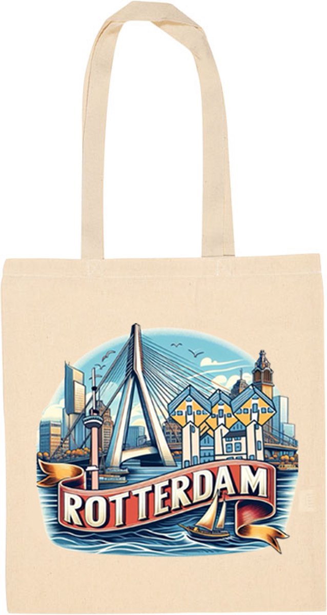 Canvas tas - Erasmusbrug Rotterdam - katoenen tas - schoudertas dames - tassen dames - schoudertassen
