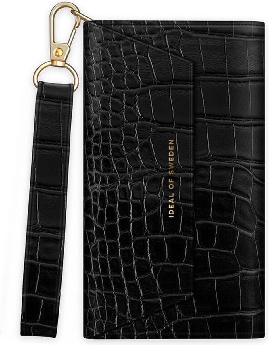 iDeal of Sweden Cassette Clutch Black Croco telefoontasje - Geschikt voor Apple iPhone 8/7/6/6S/SE - Zwart
