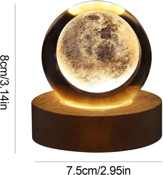 LAMON® LED Kristallen Tafellamp - USB 3D Maan Galaxy Globe Nachtlampje - Kinderen Kerst Decoratie Cadeau (Melkweg) van Merkloos — afbeelding 5