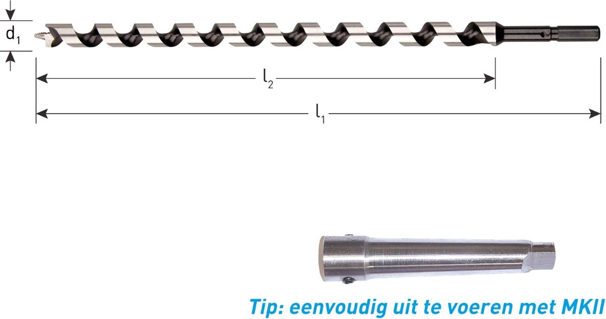 Rotec slangenboor GOLD-LINE, Azobé Ø 12 x 155 / 235 mm.