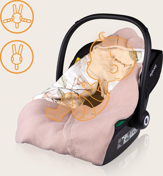 Lionelo Travel Swaddle Blanket - Omslagdoek voor Autostoel & Kinderwagen - 100% Katoen & Bamboe - TOG 2.5 - Hypoallergeen - Voor Herfst/Winter - Verstelbaar met Klittenband - 90x90 cm - Ademend & Zacht - Machinewasbaar van Merkloos — afbeelding 3