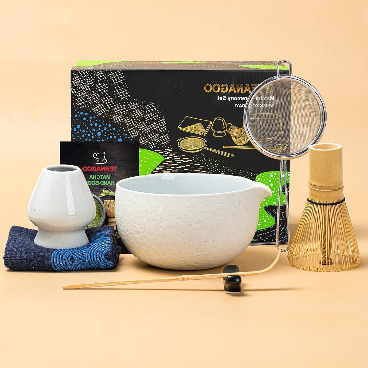 7-delige Japanse Matcha-gardeset met bamboe schenktuit Lt. Grey930 N3