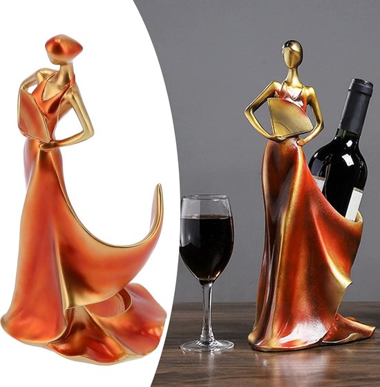 Wijnflessenhouder magische hangende touw wijnhouder drijvende illusie wijnrek goochelaar flessenhouder nieuwigheid geschenk hars ornamenten voor desktop decoratie wijnfles houder beeldhouwkunst (kleur: A