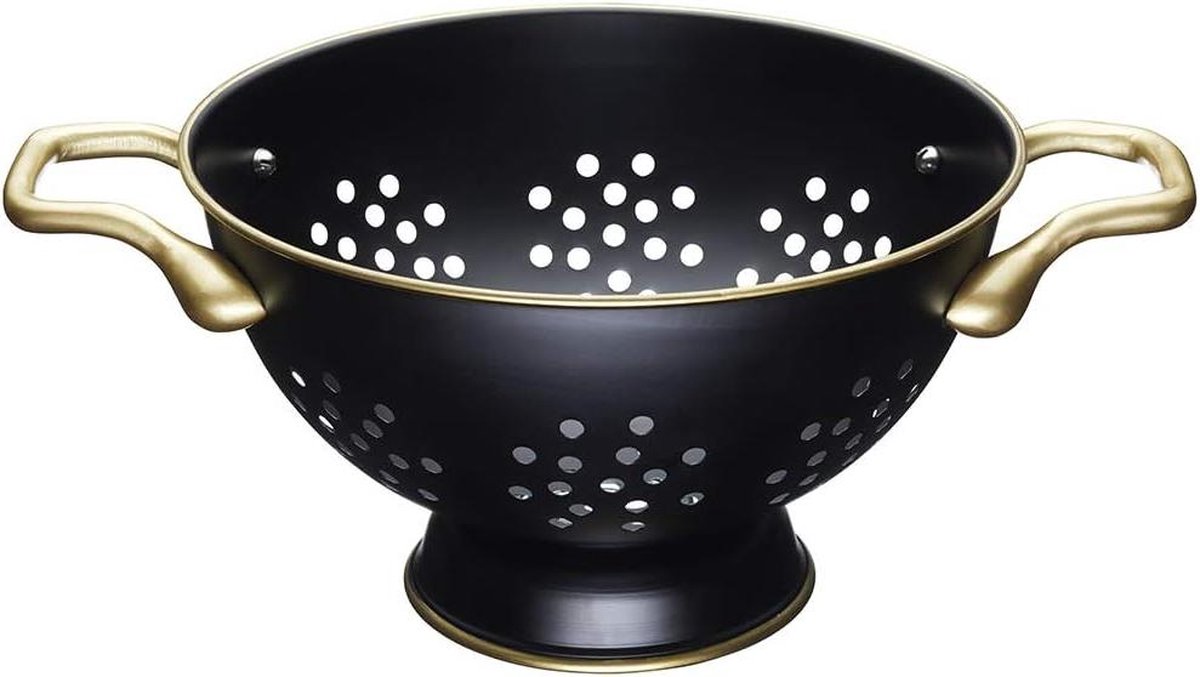 Roestvrij stalen vergiet - Mat zwart/messing-effect - 25 cm