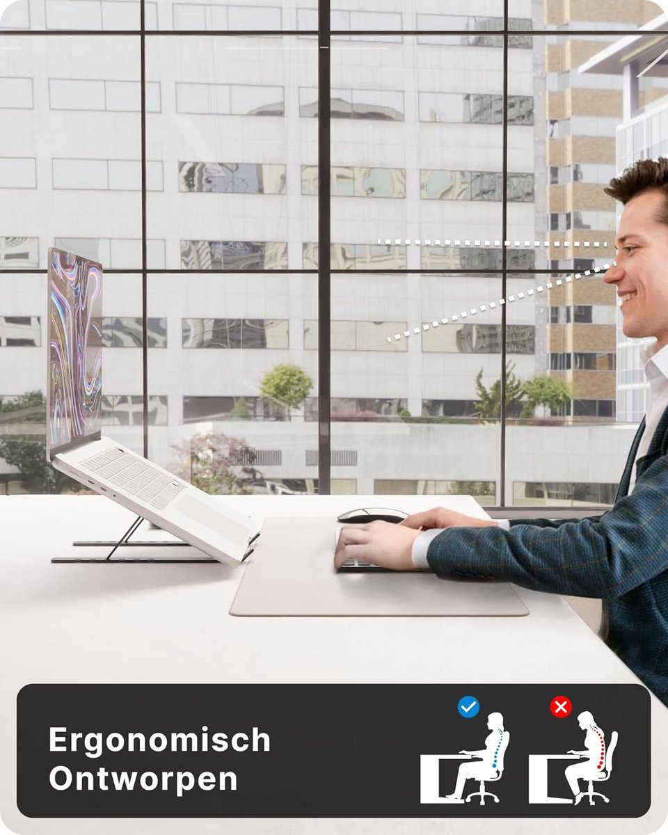 Laptopstandaard, Antislip - Laptophouder, Ergonomische Laptopverhoger