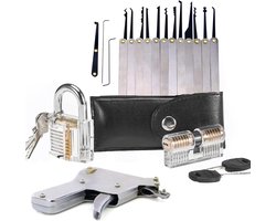 Transparante Lock Pick Set - Lock Pick Hook en Gun - Slotenmaker Beginners Kit - Zilver
