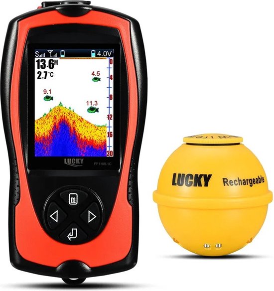 Foto: Globegoods oplaadbare draadloze sonar draadloze oplaadbare dieptemeter echolood visserssonar mobiele visvinder visdetector echolood visserij vissen 45m waterdiepte draagbaar