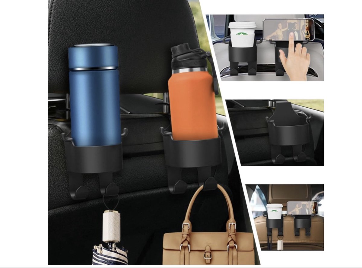2 stuks bekerhouders voor de auto, leer, clip-on