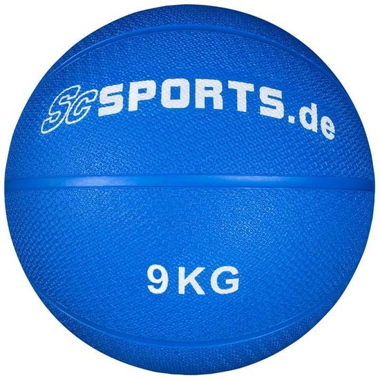 Foto: Scsports medicijnbal medicine ball rubber slamball 9 kg blauw ca 28 cm