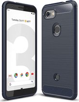 Google Pixel 3A Geborsteld TPU Hoesje Blauw