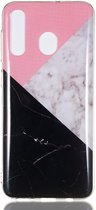 Samsung Galaxy A50 Hoesje TPU Back Cover met Marmer Print Roze Zwart