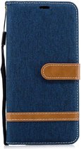 Samsung Galaxy A7 (2018) Jeans Portemonnee Hoesje Donker Blauw