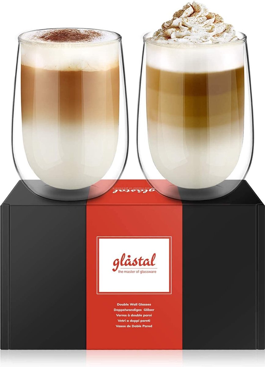 Umllpet set van 2 dubbelwandige 250 ml hartvormige koffieglazen Umllpet set van 2 dubbelwandige 250 ml hartvormige koffieglazen