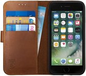 Rosso Deluxe Apple iPhone 7/8 Hoesje Echt Leer Pasjes Book Case Bruin