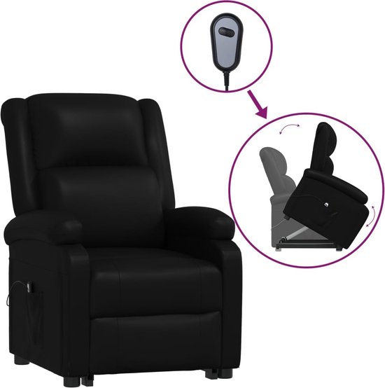 vidaXL Sta-op-massagestoel elektrisch verstelbaar stof donkergrijs, sta- opstoel, sta op stoel, opstastoel, staopstoel, senioren stoel, staop stoel