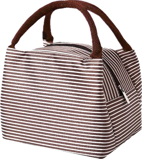 Foto: Koeltas bruin wit lunchtas polyester nylon 23x15x20 cm fashion favorite