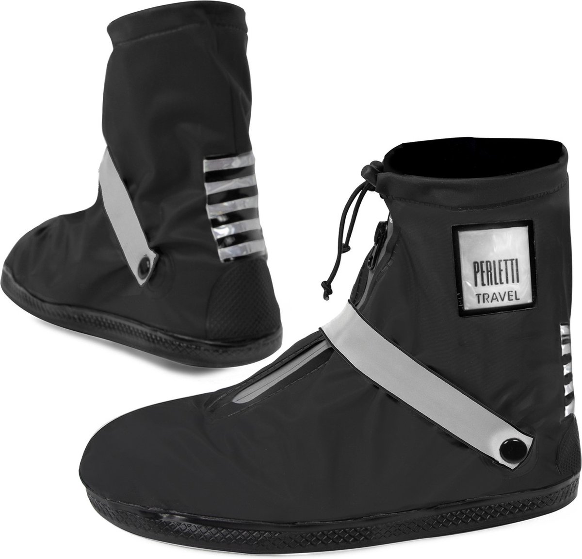 Zwart met reflecterende band lage regenoverschoenen (Shoe Cover) van Perletti L