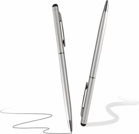 Stylet 2 en 1 avec stylo à bille, entre autres. Pour Ipad, Samsung Galaxy, Microsoft Surface, Nokia Lumia, HTC etc., marqueur d'écran tactile et stylo à bille, multifonctionnel, gris, marque i12Cover