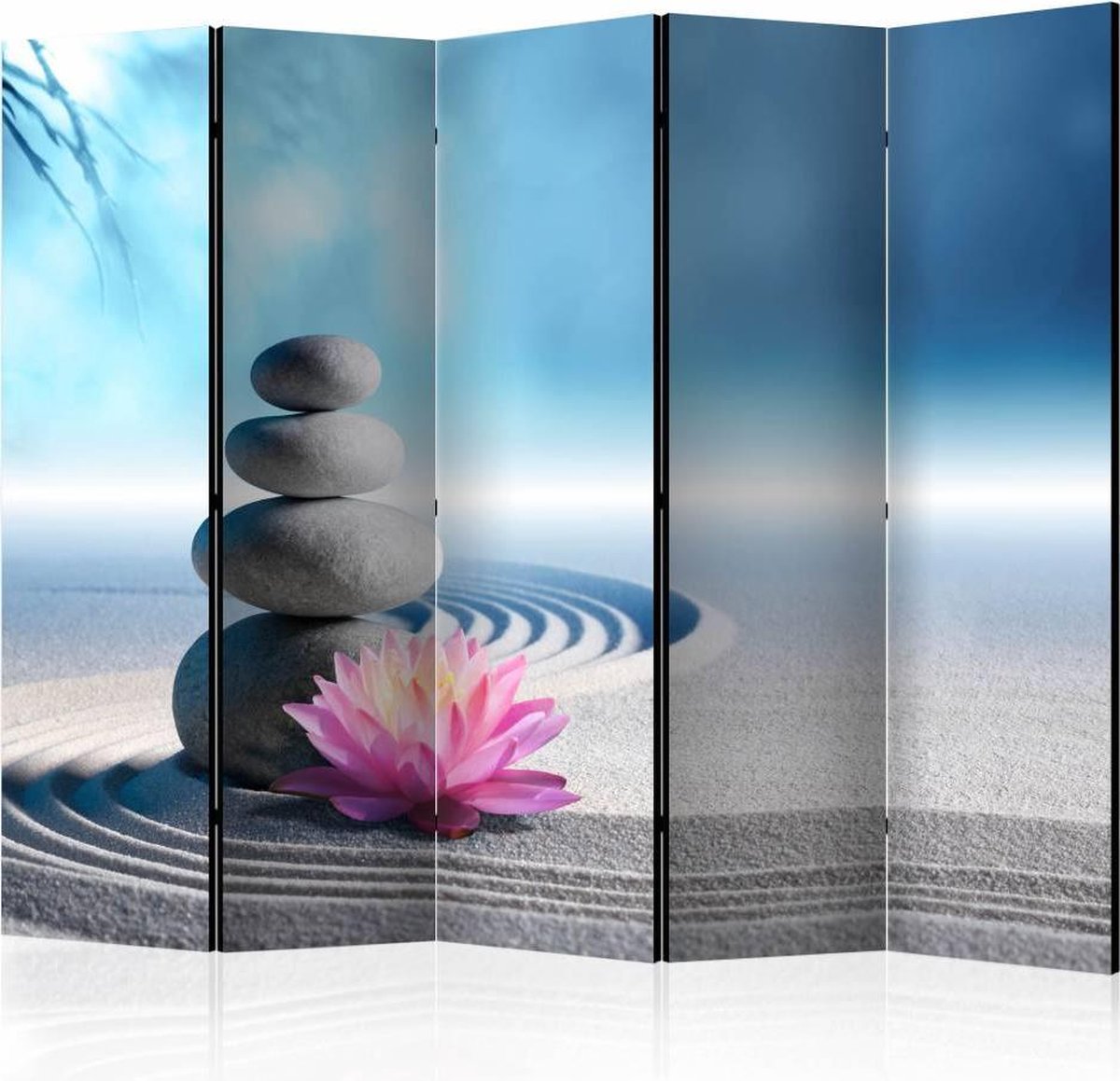 Vouwscherm - Zen Garden 225x172cm , gemonteerd geleverd, dubbelzijdig geprint (kamerscherm)