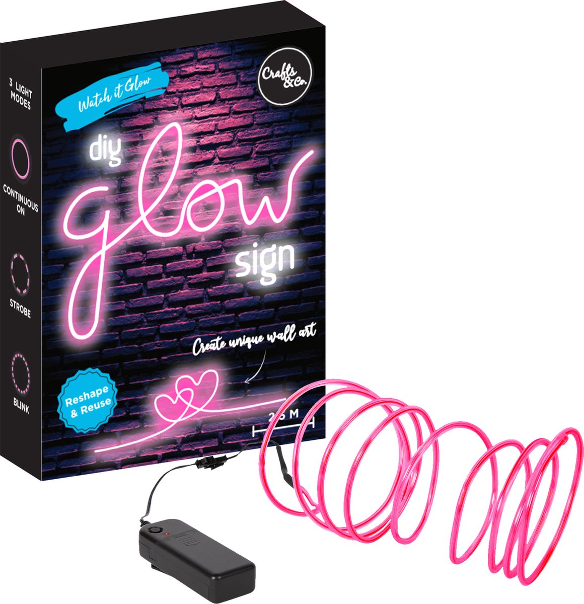 Crafts&Co DIY LED Neon Sign Kit - 250 cm - Roze