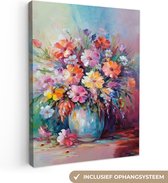 Canvas Schilderij Bloemen - Kunst - Schilderij - Lente - Boeket - 90x120 cm - Wanddecoratie