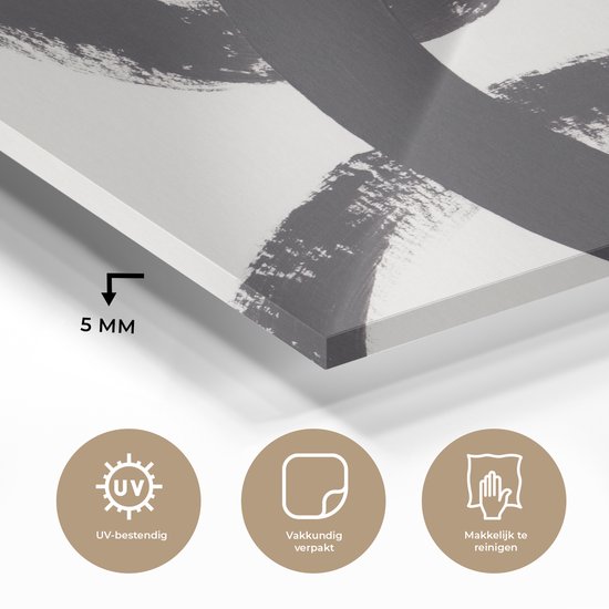 MuchoWow® Peinture sur verre 180x120 cm - Peinture sur verre acrylique - Abstrait - Formes - Zwart - Cercles - Photo sur verre - Peintures