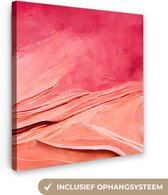 Canvas Schilderij Abstract - Roze - Pastel - Vormen - 90x90 cm - Wanddecoratie