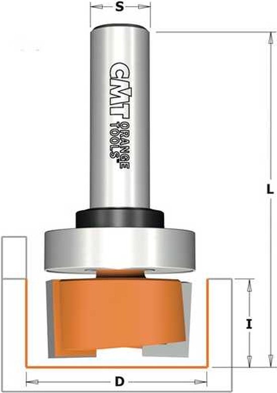CMT Frezen HW Groeffrees kort met geleidelager S=8 D=16 I=20 L=50 Z=2