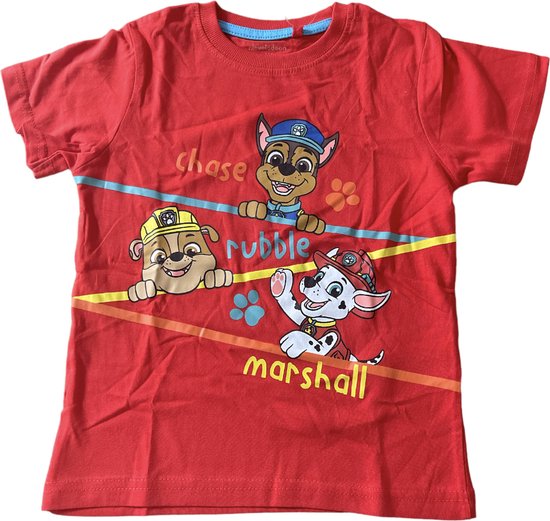 Paw patrol Shortama Katoen Rood-Grijs Maat 116