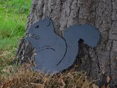 Belle silhouette d'écureuil - noir mat - métal - décoration murale