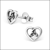Aramat jewels ® - Zilveren keltische oorbellen hart met triquetra 925 zilver 8mm