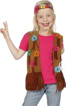 Hippie Kostuum | Hippie Vest Meisje Met Haarband | Maat 128 | Carnaval kostuum | Verkleedkleding