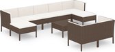 vidaXL - 10-delige - Loungeset - met - kussens - poly - rattan - bruin