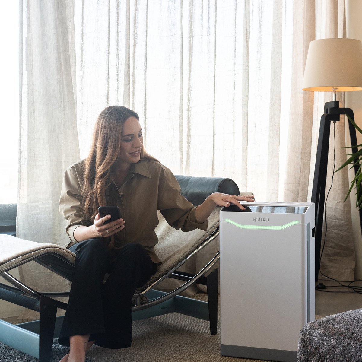 Sinji Luchtreiniger / Air Purifier – HEPA H13 + Koolstoffilter – 420 m³/u, voor ruimtes tot ca. 100 m² – UV-C + Ionisatie – PM2.5 Sensor – App + Afstandsbediening – Nachtmodus – Timer & Display – Helpt bij stof, pollen, huisstofmijt & geurtjes — afbeelding 5