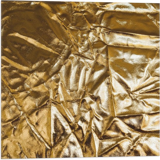 Vlag - Gekreukelde Gouden Stof - 50x50 cm Foto op Polyester Vlag