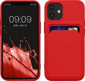 kwmobile telefoonhoesje geschikt voor Apple iPhone 12 mini - Hoesje met pasjeshouder - TPU case in rood