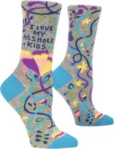 Grappige Sokken met bloemen en tekst "I love my asshole kids" | Maat 37-41 - Ouders/Kinderen