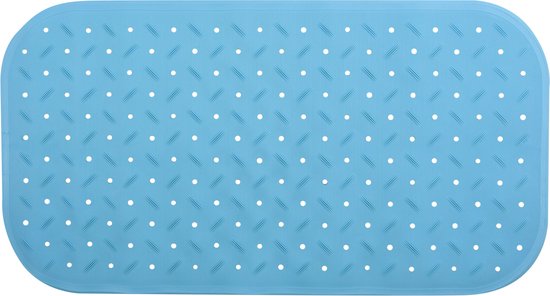 MSV Douche/bad anti-slip mat badkamer - rubber - turquoise - 36 x 65 cm - met zuignappen