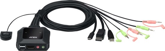 ATEN CS52DP 2-poorts USB C DP hybride kabel KVM switch