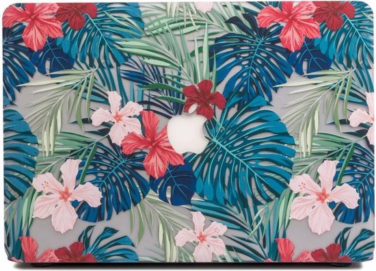 Lunso Geschikt voor MacBook 12 inch cover hoes - case - Tropical leaves red
