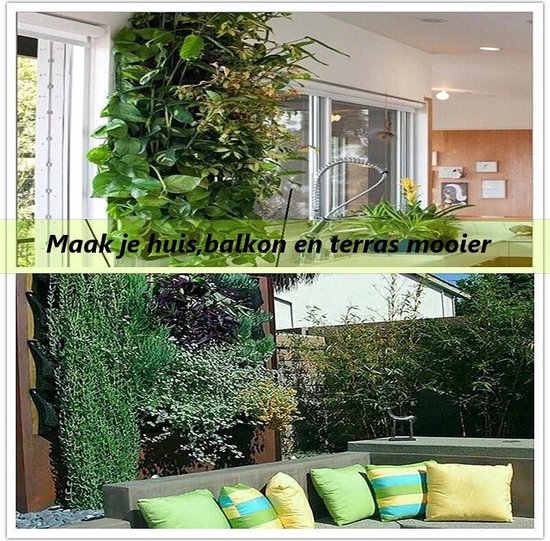 Finnacle - Plantenmuur - Muur met planten - Tuinieren - Tuin - Planten - Plantenbak - Zwart met Groen - Verticale tuin - Hangende tuin - Plantenzak - plantenzakken voor 49 planten – 100 cm x 100 cm - 1 vak is 13x13 cm