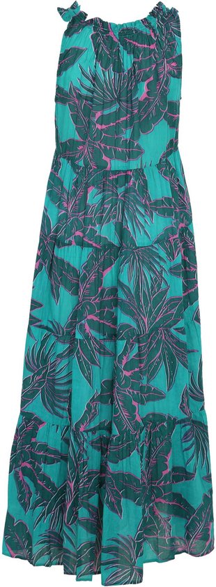 1 jurk- 2 kanten:  100% katoenen dubbelzijdig wrap jurk- watermelon feathers main image 1