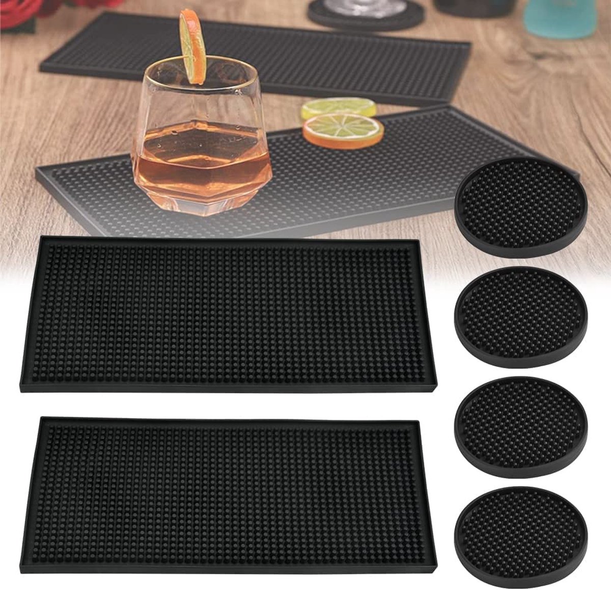 Set van 4 barmatten, siliconen barmatten, indirecte barmat, 30 x 15 cm ...